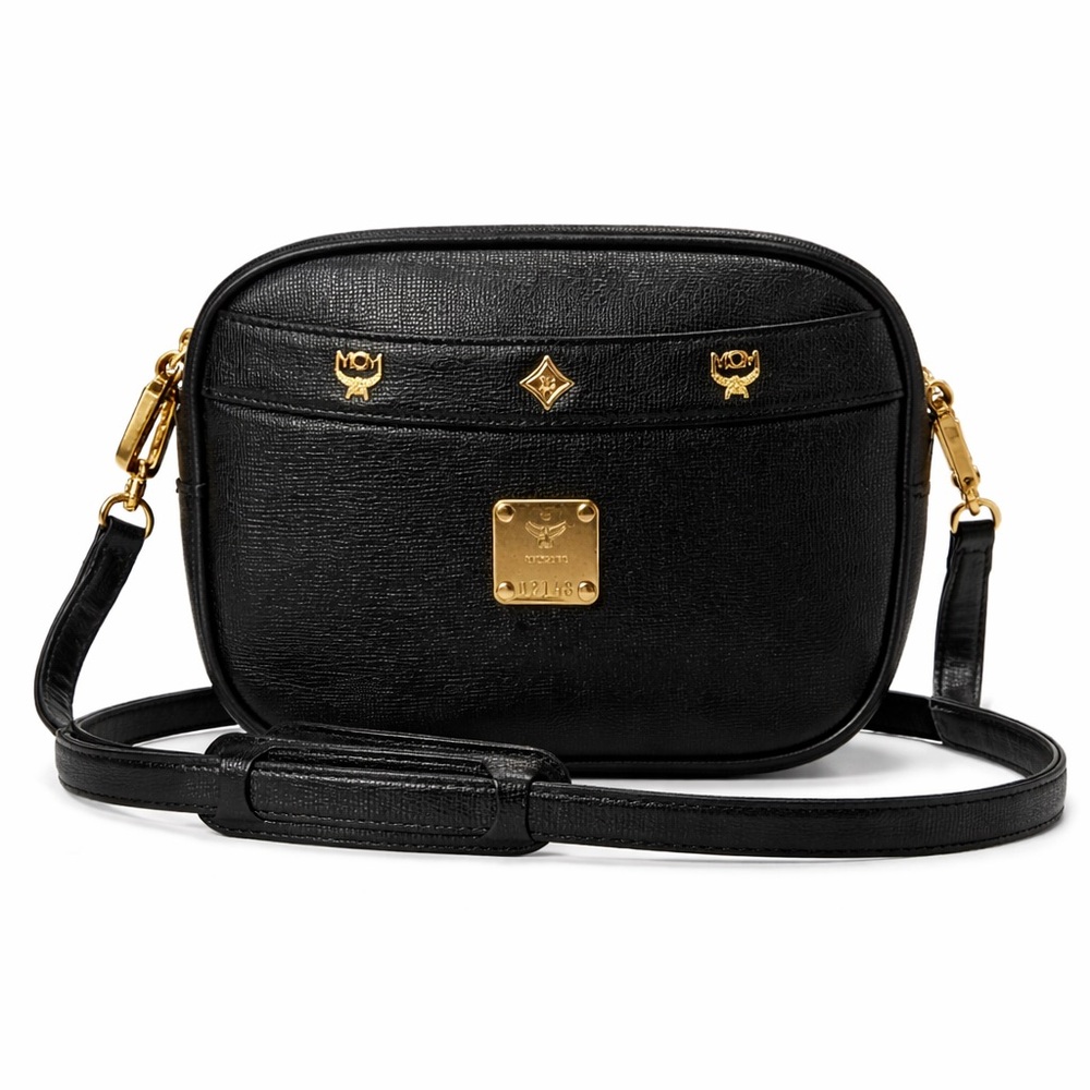 MCM Black Crossbody Bag with Gold Details